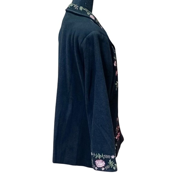 North Style Vintage Sz XL Wool Blend Floral Embroidered Jacket Coat Pockets - Picture 5 of 10